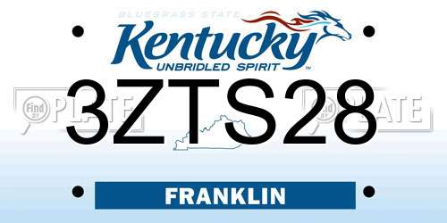 3ZTS28 Kentucky License Plate