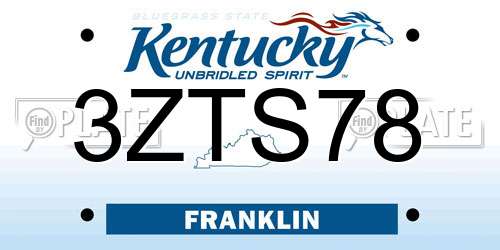 3ZTS78 Kentucky License Plate