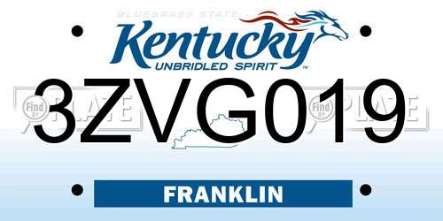 3ZVG019 Kentucky License Plate