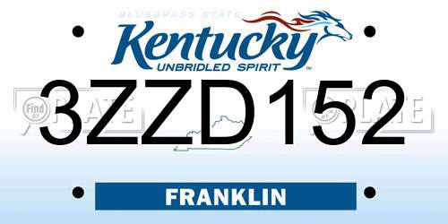 3ZZD152 Kentucky License Plate