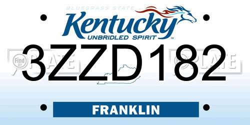 3ZZD182 Kentucky License Plate