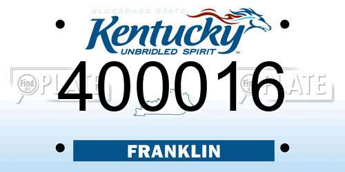 400016 Kentucky License Plate