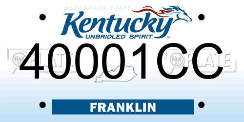 40001CC Kentucky License Plate