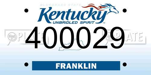 400029 Kentucky License Plate