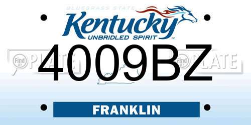 4009BZ Kentucky License Plate