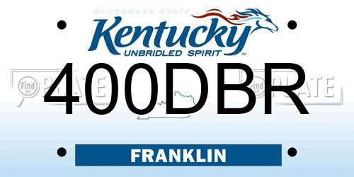 400DBR Kentucky License Plate