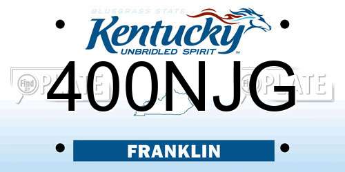 400NJG Kentucky License Plate