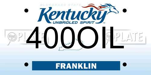 400OIL Kentucky License Plate