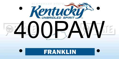 400PAW Kentucky License Plate