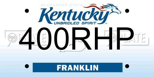 400RHP Kentucky License Plate