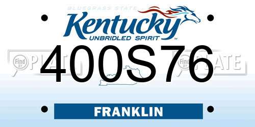 400S76 Kentucky License Plate