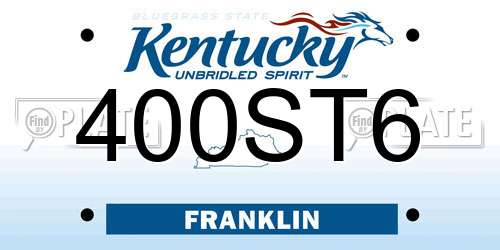 400ST6 Kentucky License Plate