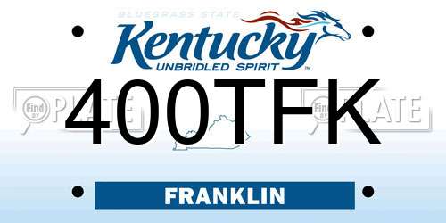 400TFK Kentucky License Plate