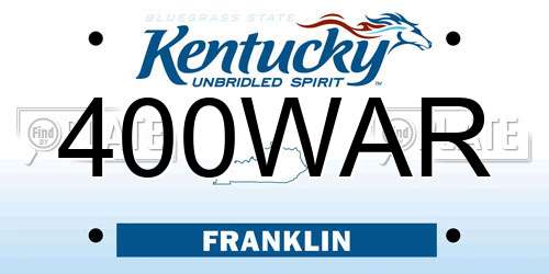 400WAR Kentucky License Plate
