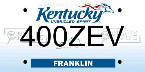 400ZEV Kentucky License Plate