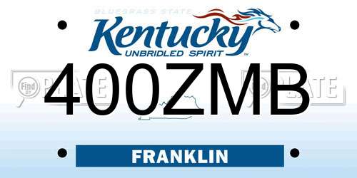 400ZMB Kentucky License Plate
