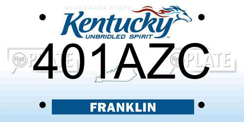 401AZC Kentucky License Plate