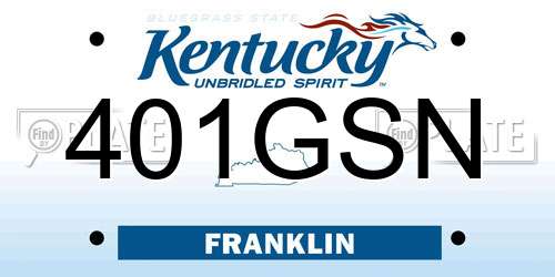 401GSN Kentucky License Plate