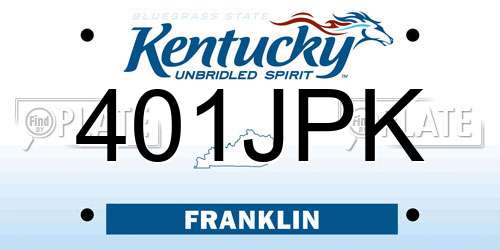 401JPK Kentucky License Plate