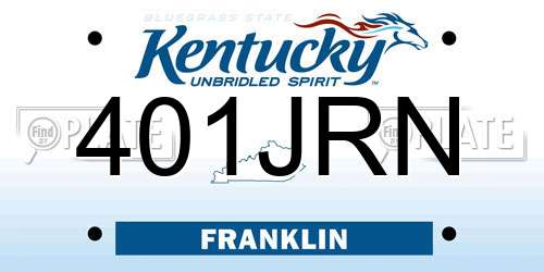 401JRN Kentucky License Plate