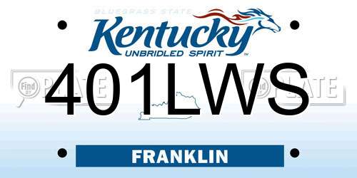 401LWS Kentucky License Plate