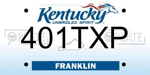 401TXP Kentucky License Plate