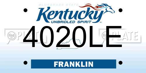4020LE Kentucky License Plate
