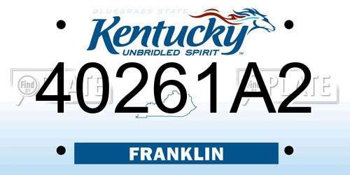 40261A2 Kentucky License Plate