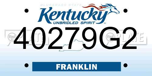 40279G2 Kentucky License Plate