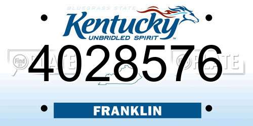 4028576 Kentucky License Plate