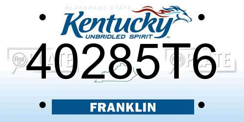 40285T6 Kentucky License Plate