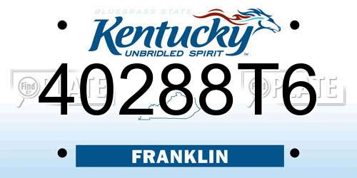 40288T6 Kentucky License Plate