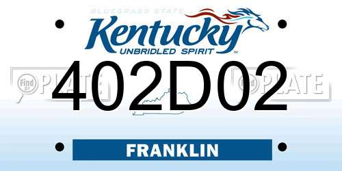 402D02 Kentucky License Plate