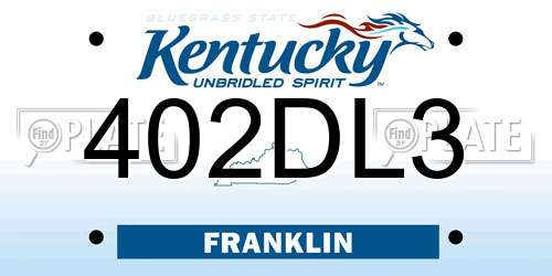 402DL3 Kentucky License Plate