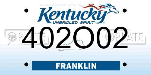 402O02 Kentucky License Plate