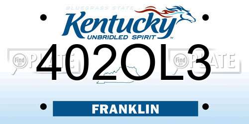 402OL3 Kentucky License Plate