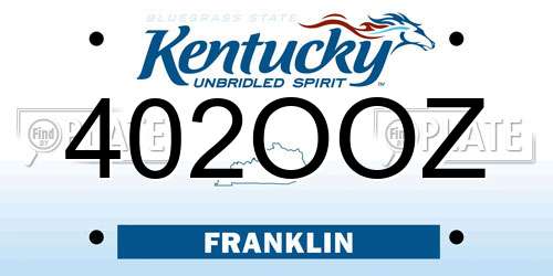 402OOZ Kentucky License Plate