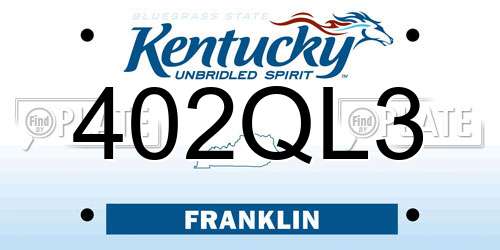 402QL3 Kentucky License Plate
