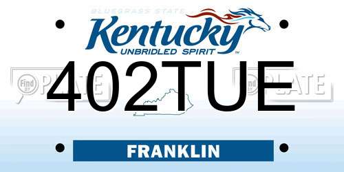 402TUE Kentucky License Plate
