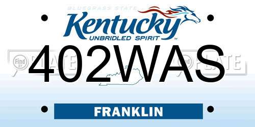 402WAS Kentucky License Plate