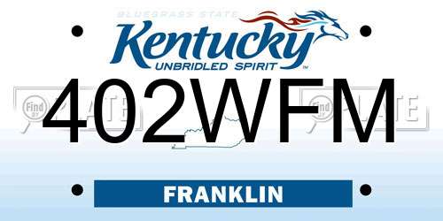 402WFM Kentucky License Plate