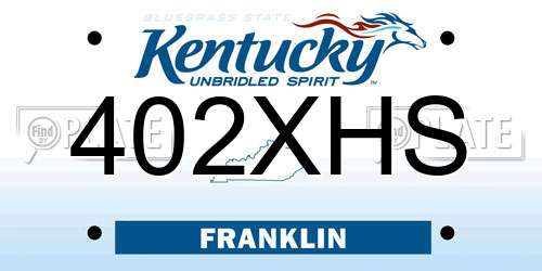 402XHS Kentucky License Plate