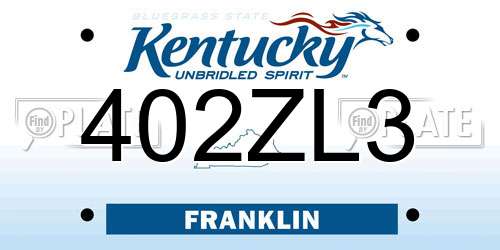 402ZL3 Kentucky License Plate