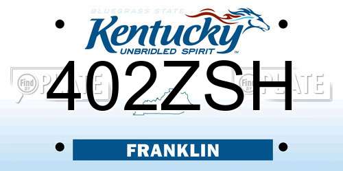 402ZSH Kentucky License Plate