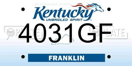 4031GF Kentucky License Plate