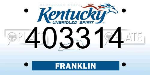403314 Kentucky License Plate