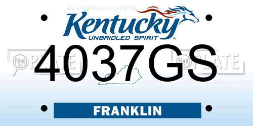 4037GS Kentucky License Plate