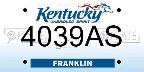 4039AS Kentucky License Plate