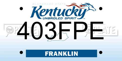 403FPE Kentucky License Plate