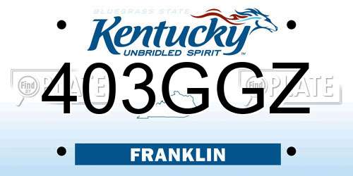 403GGZ Kentucky License Plate